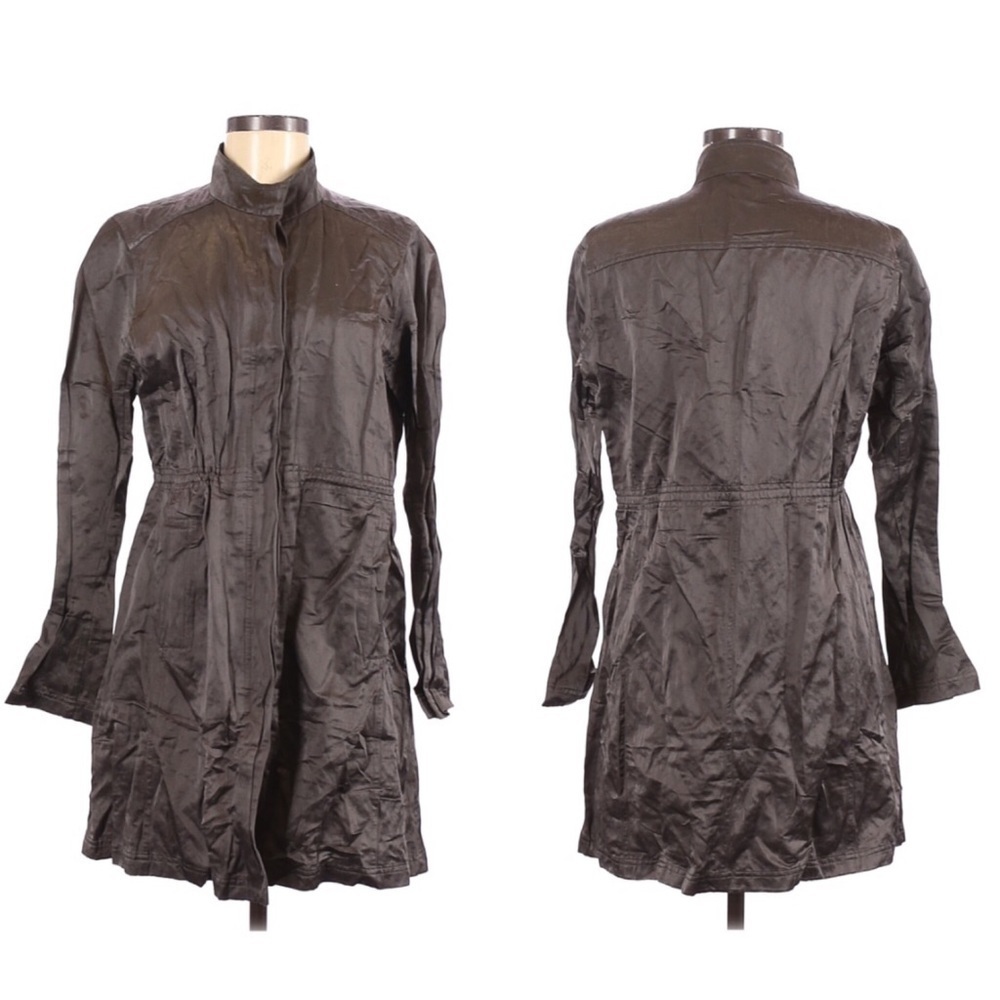 Eileen Fisher crinkled satin steel jacket
